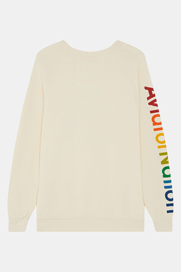 Beyaz Bisiklet Yaka Erkek Sweatshirt 2