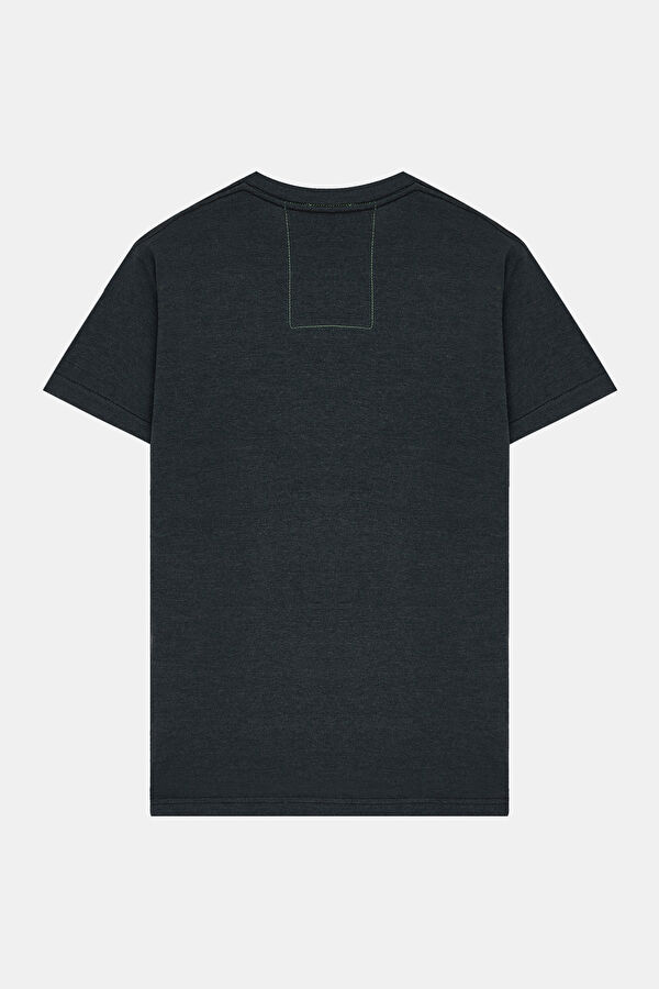 Siyah Bisiklet Yaka Baskılı Erkek T-Shirt 2