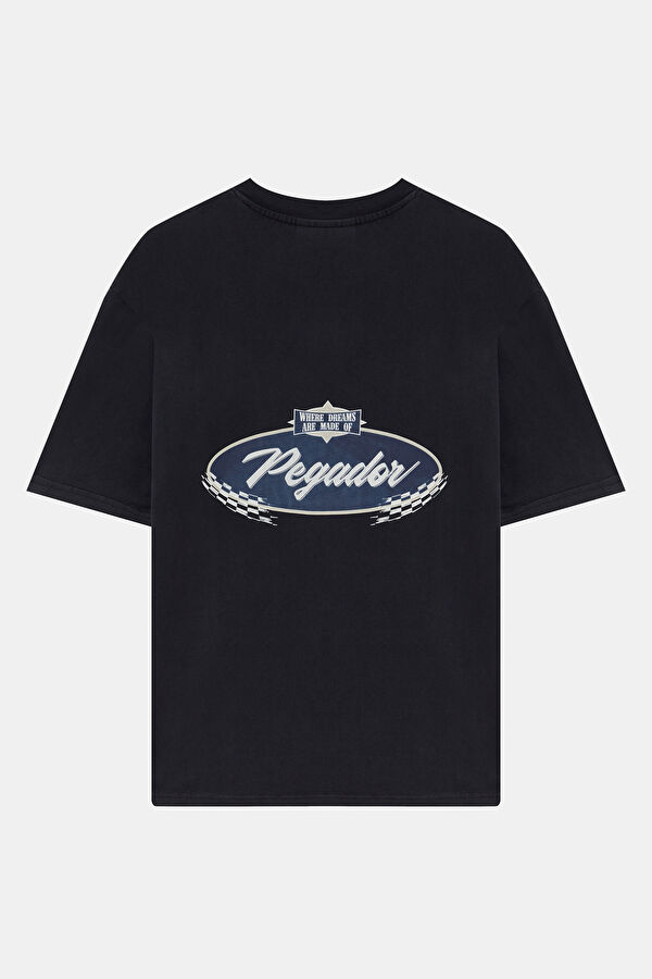 Relax Kalıp Siyah Bisiklet Yaka Baskılı Erkek T-Shirt 2