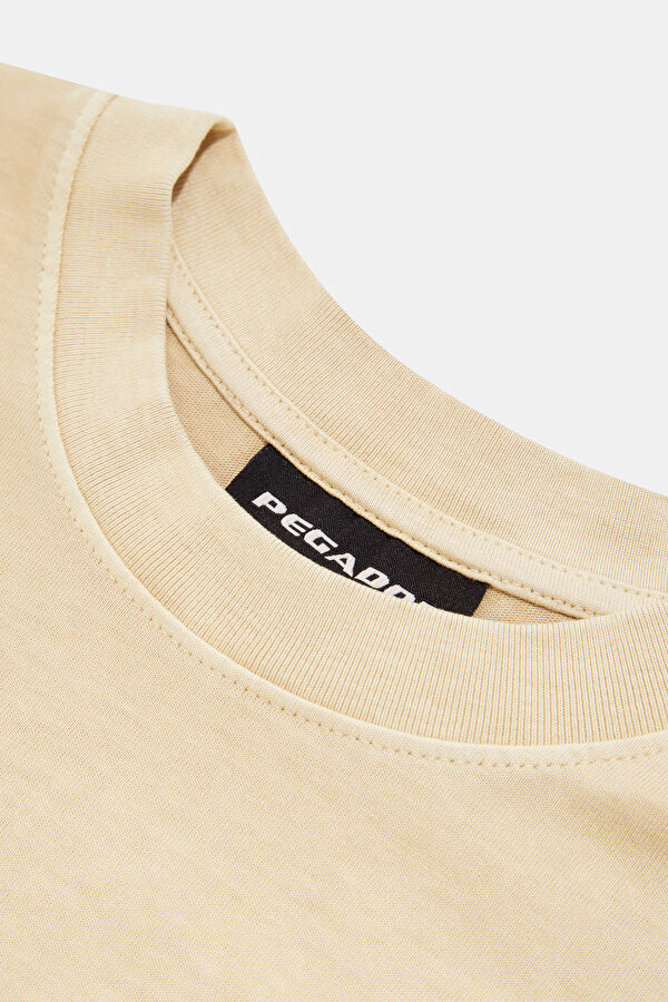 Relaxed Fit Beige Crew Neck Printed Men's T-Shirt 3