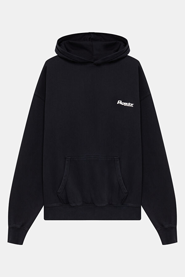 Siyah Relax Kalıp Kapuşonlu Erkek Sweatshirt
