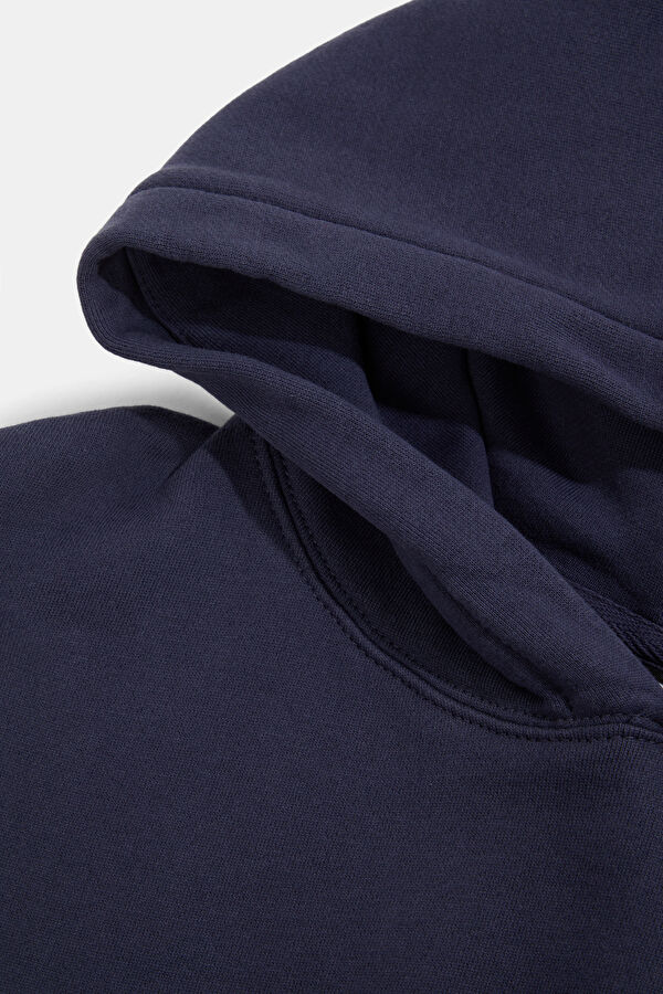 Lacivert Relax Kalıp Kapuşonlu Erkek Sweatshirt 3