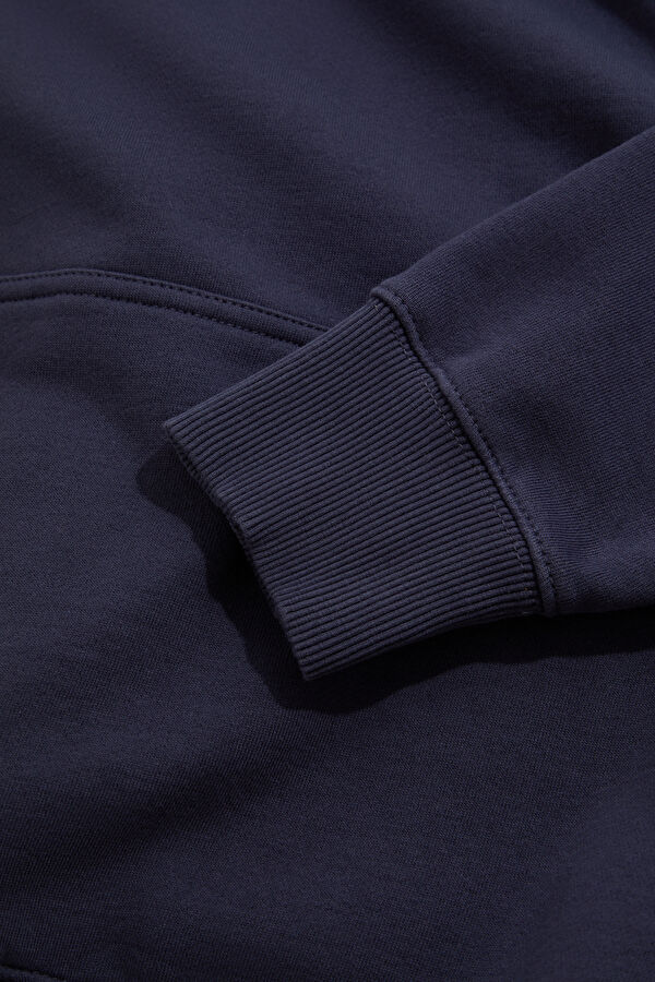 Lacivert Relax Kalıp Kapuşonlu Erkek Sweatshirt 5