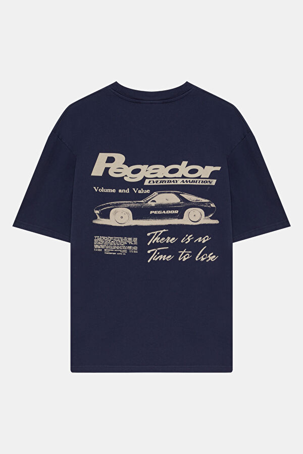 Relax Kalıp Lacivert Bisiklet Yaka Baskılı Erkek T-Shirt 2