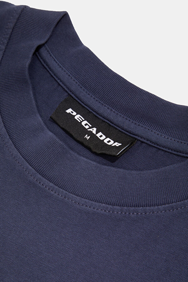 Relax Kalıp Lacivert Bisiklet Yaka Baskılı Erkek T-Shirt 3