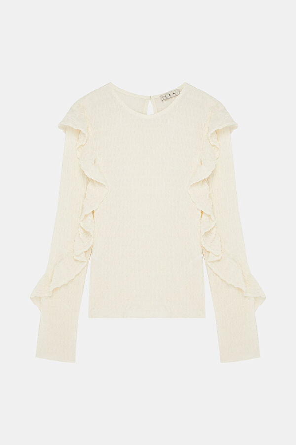 Off-white long-sleeved women's blouse