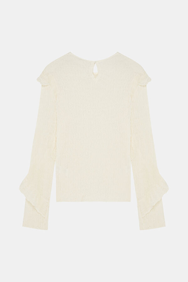 Off-white long-sleeved women's blouse 2