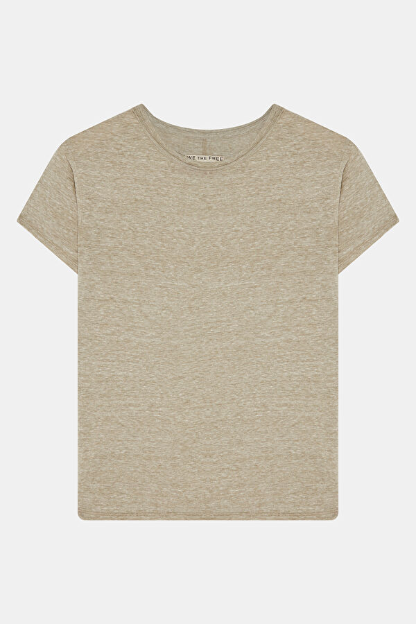 Beige Crew Neck Women's T-Shirt
