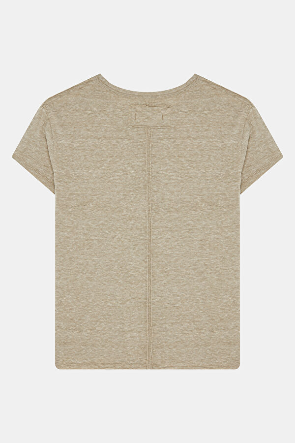 Beige Crew Neck Women's T-Shirt 2