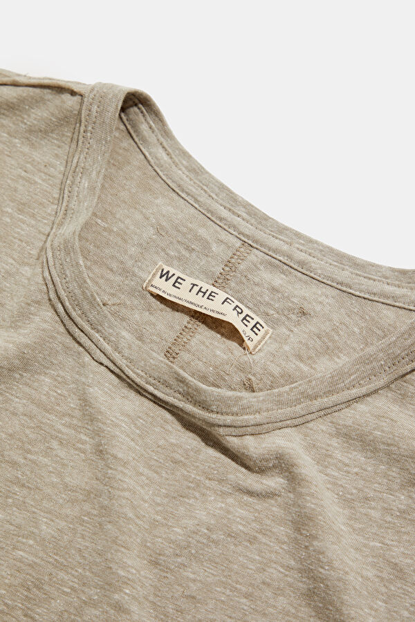 Beige Crew Neck Women's T-Shirt 3