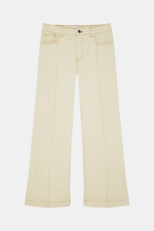 Bej Wide Leg Kadın Pantolon
