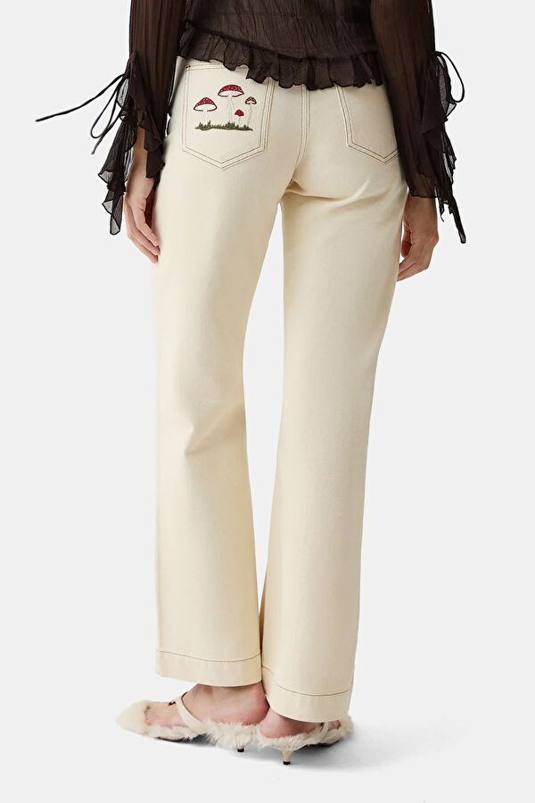 Bej Wide Leg Kadın Pantolon 4