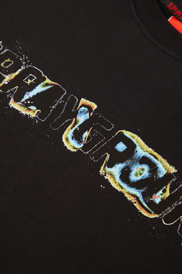 Siyah Relax Kalıp Bisiklet Yaka Erkek Sweatshirt 4