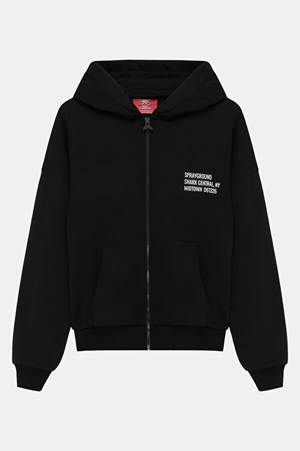 Siyah Relax Kalıp Kapuşonlu Erkek Sweatshirt