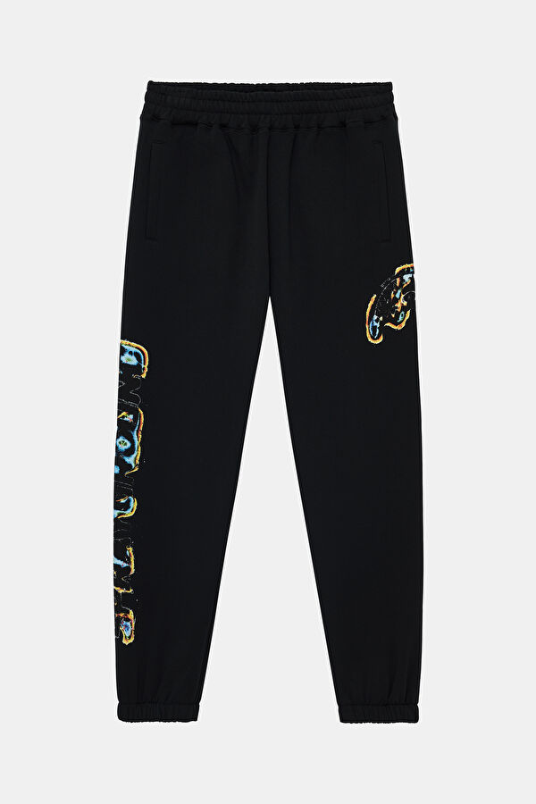 Relax Fit Black Straight Leg Sports Pants
