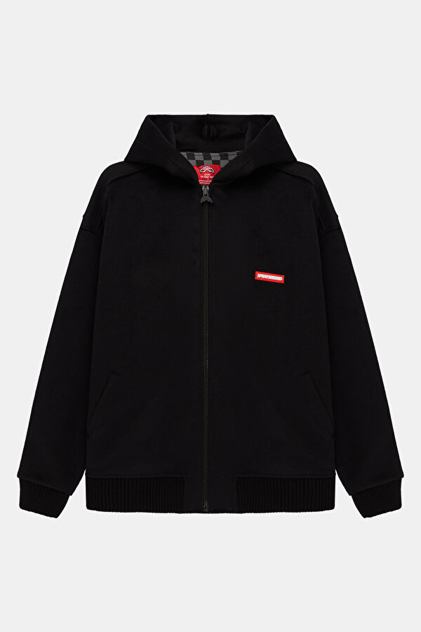 Siyah Relax Kalıp Kapuşonlu Erkek Sweatshirt
