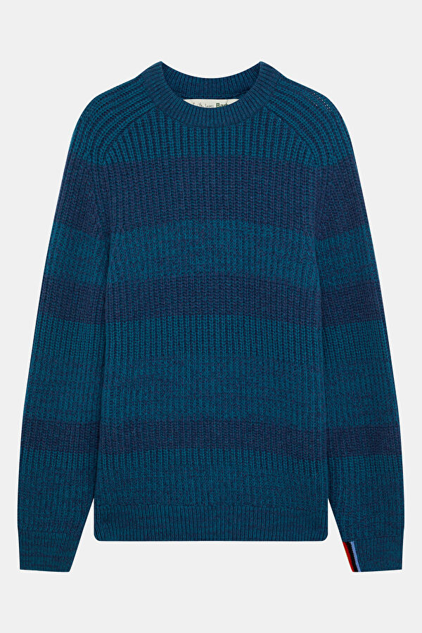 X Paul Smith Saddle Crew Mavi Çizgili Erkek Kazak