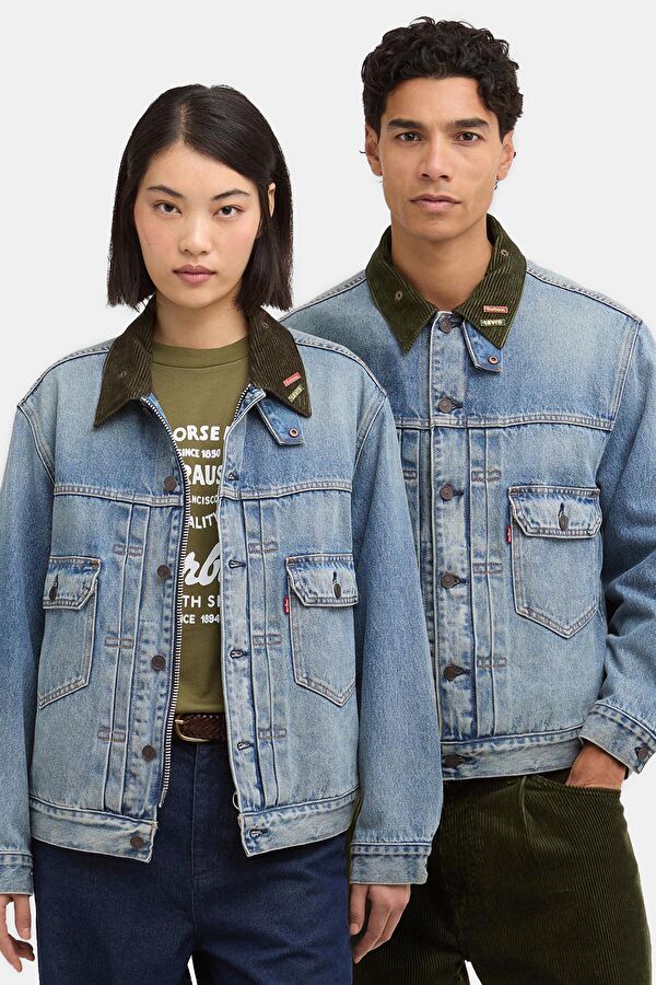 X Levi's Type 2 Denim Açık Mavi Düğmeli Erkek Ceket 9