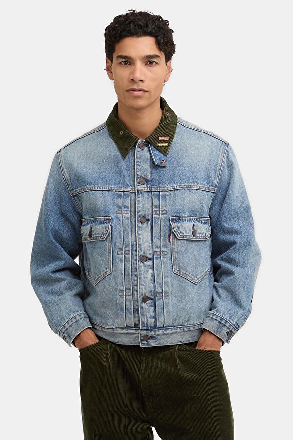 X Levi's Type 2 Denim Açık Mavi Düğmeli Erkek Ceket 10