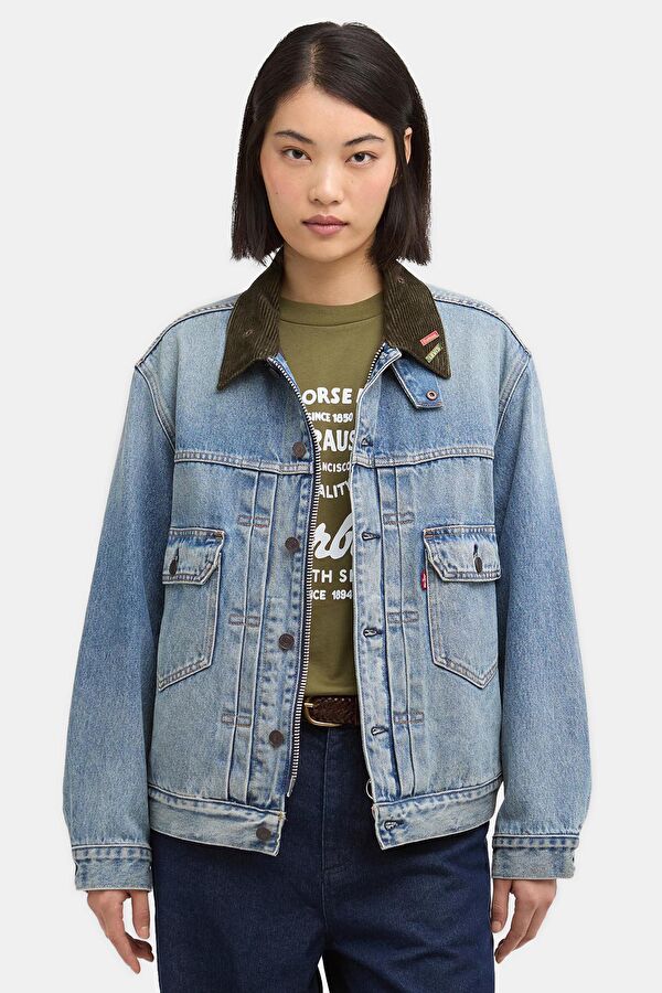X Levi's Type 2 Denim Açık Mavi Düğmeli Erkek Ceket 13
