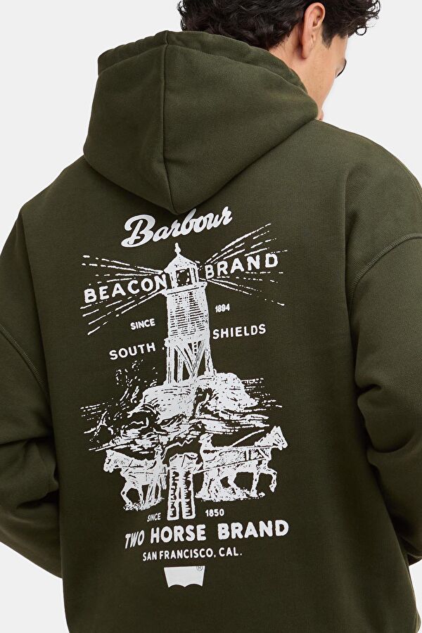 X Levi's Graphic Koyu Yeşil Kapuşonlu Erkek Sweatshirt 7