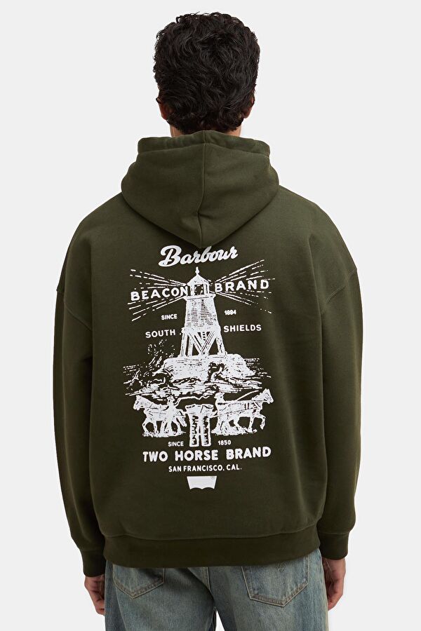X Levi's Graphic Koyu Yeşil Kapuşonlu Erkek Sweatshirt 8