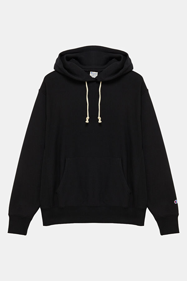 Siyah Relax Kalıp Kapuşonlu Erkek Sweatshirt