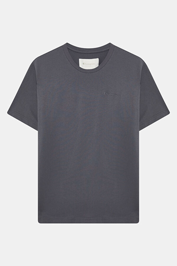 Relax Kalıp Antrasit Bisiklet Yaka Erkek T-Shirt