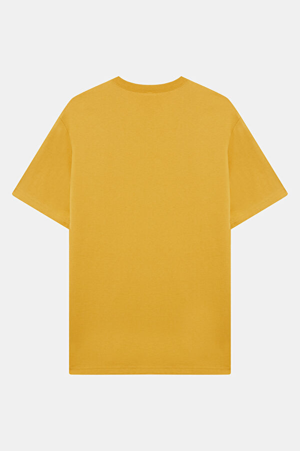 Relax Kalıp Hardal Bisiklet Yaka Erkek T-Shirt 2