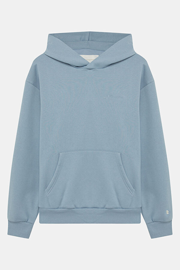 Açık Mavi Relax Kalıp Kapuşonlu Erkek Sweatshirt