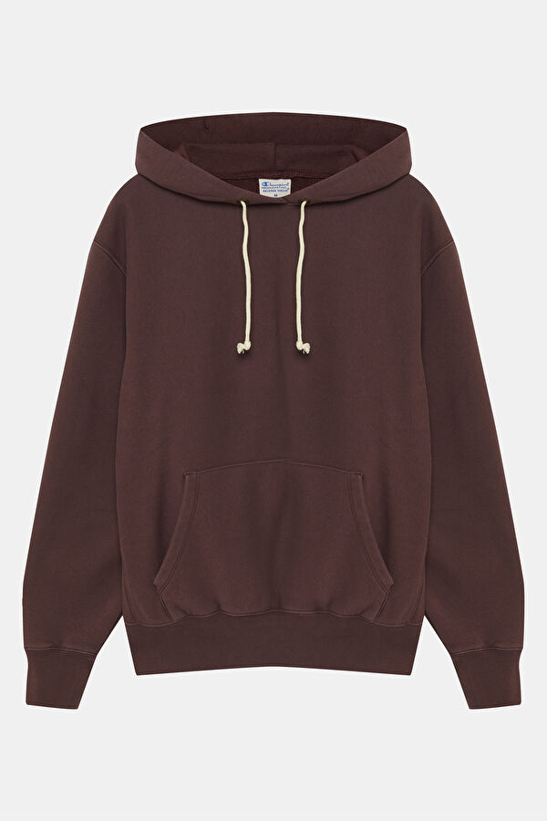 Kahve Relax Kalıp Kapuşonlu Erkek Sweatshirt