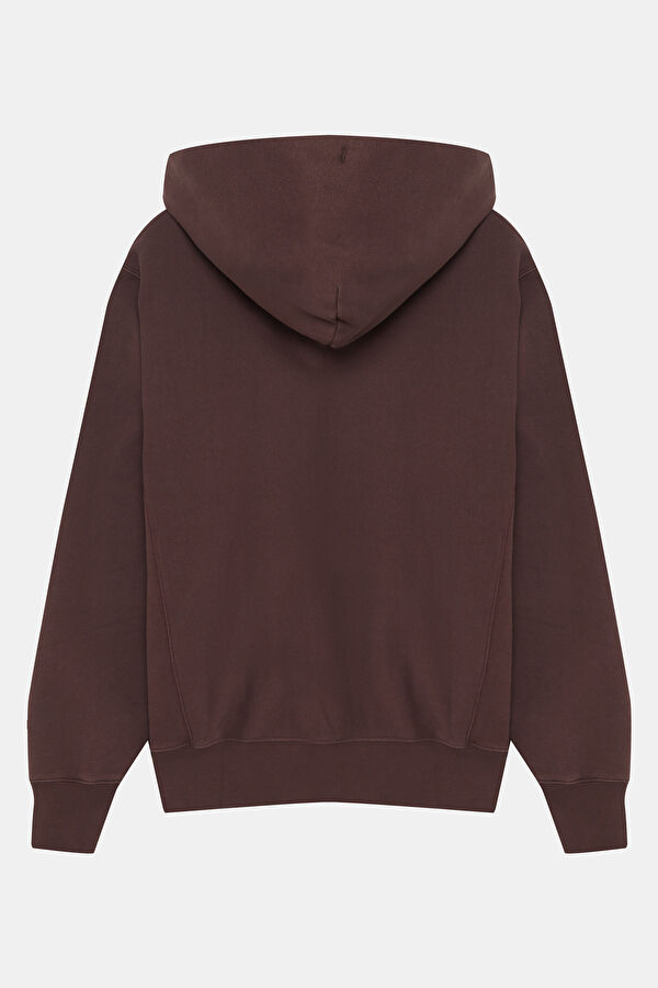 Kahve Relax Kalıp Kapuşonlu Erkek Sweatshirt 2