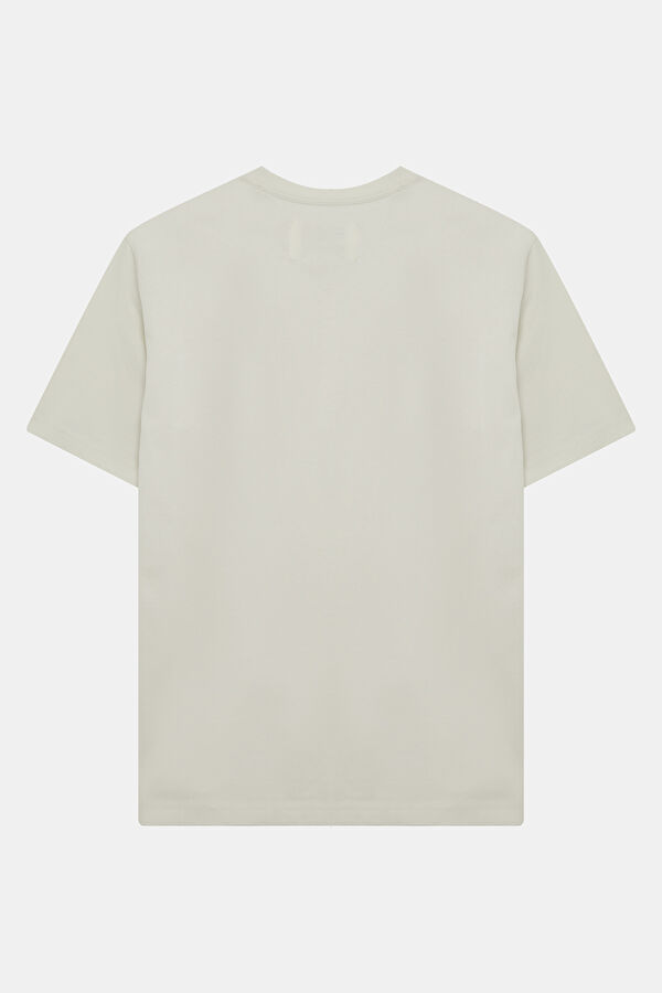 Relax Fit Cream Crew Neck Men's T-Shirt 2