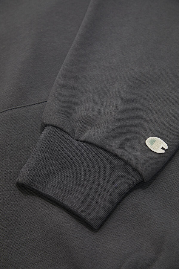 Antrasit Relax Kalıp Kapuşonlu Erkek Sweatshirt 5