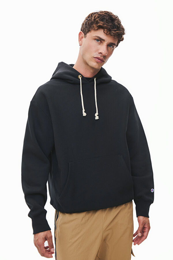Lacivert Relax Kalıp Kapuşonlu Erkek Sweatshirt