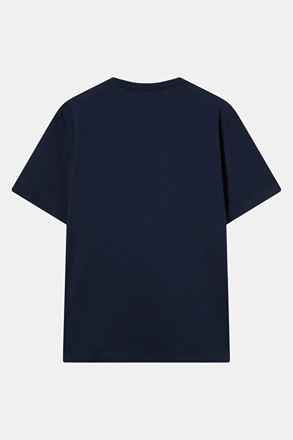 Relax Kalıp Lacivert Bisiklet Yaka Erkek T-Shirt 2