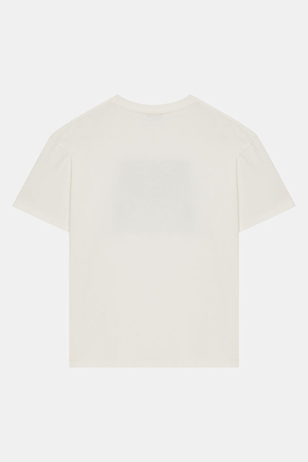 Relax Fit White Crew Neck Printed Men's T-Shirt 2