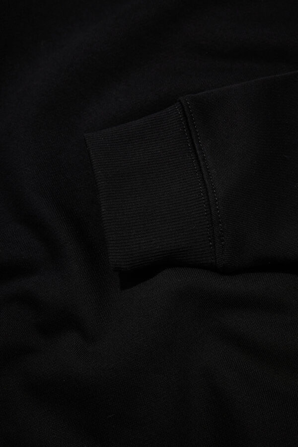 Siyah Relax Kalıp Bisiklet Yaka Erkek Sweatshirt 4