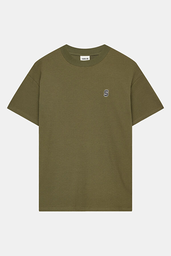 Relax Kalıp Haki Bisiklet Yaka Erkek T-Shirt