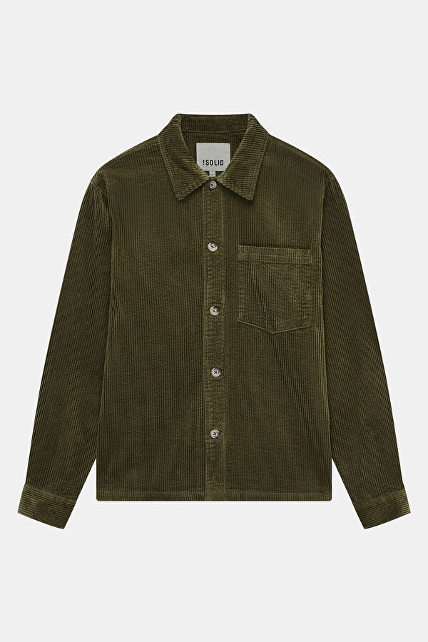 Relaxed Fit Khaki Polo Collar Men's Shirt