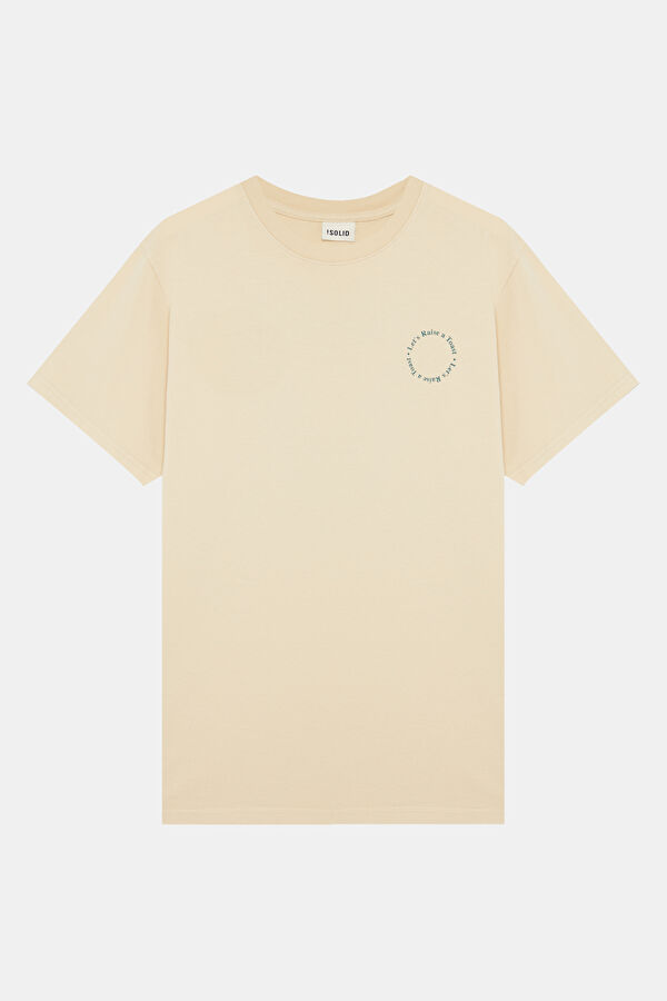 Relax Fit Cream Crew Neck Printed Men's T-Shirt