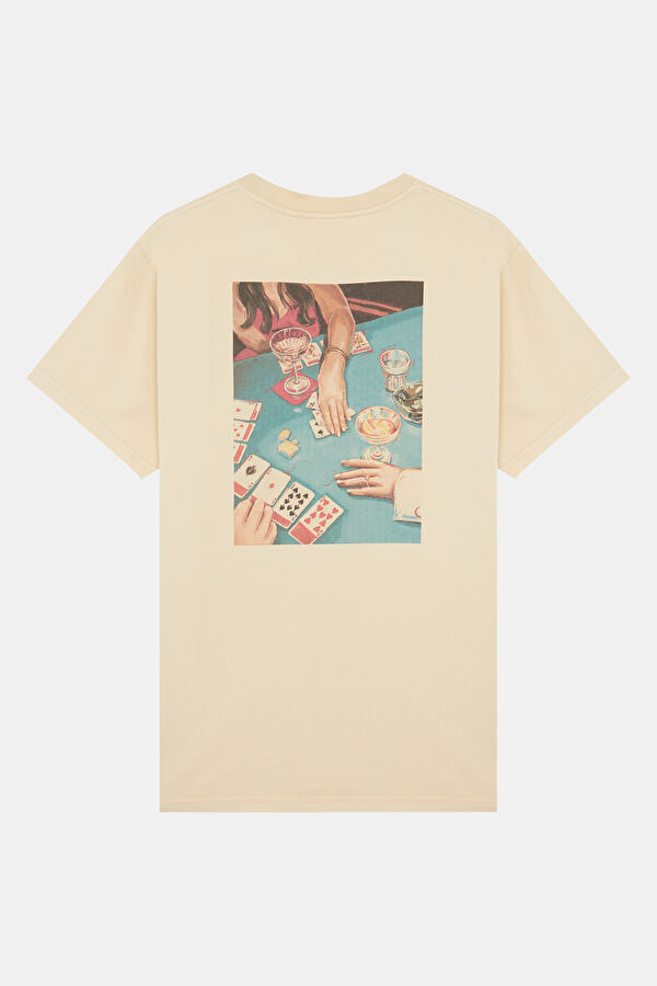 Relax Fit Cream Crew Neck Printed Men's T-Shirt 2