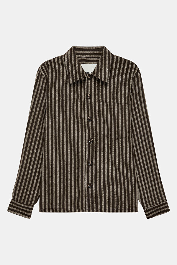 Relax Fit Brown Striped Men's Shirt