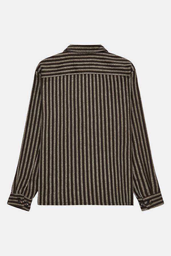 Relax Fit Brown Striped Men's Shirt 2