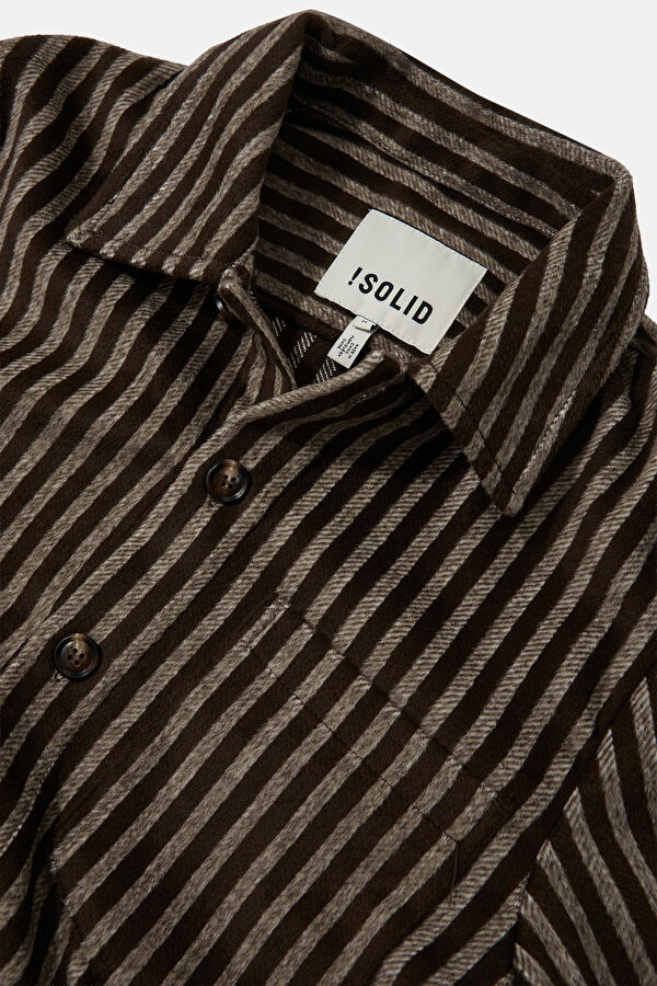 Relax Fit Brown Striped Men's Shirt 3