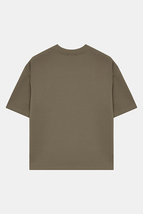 Relax Fit Khaki Crew Neck Men's T-Shirt 2