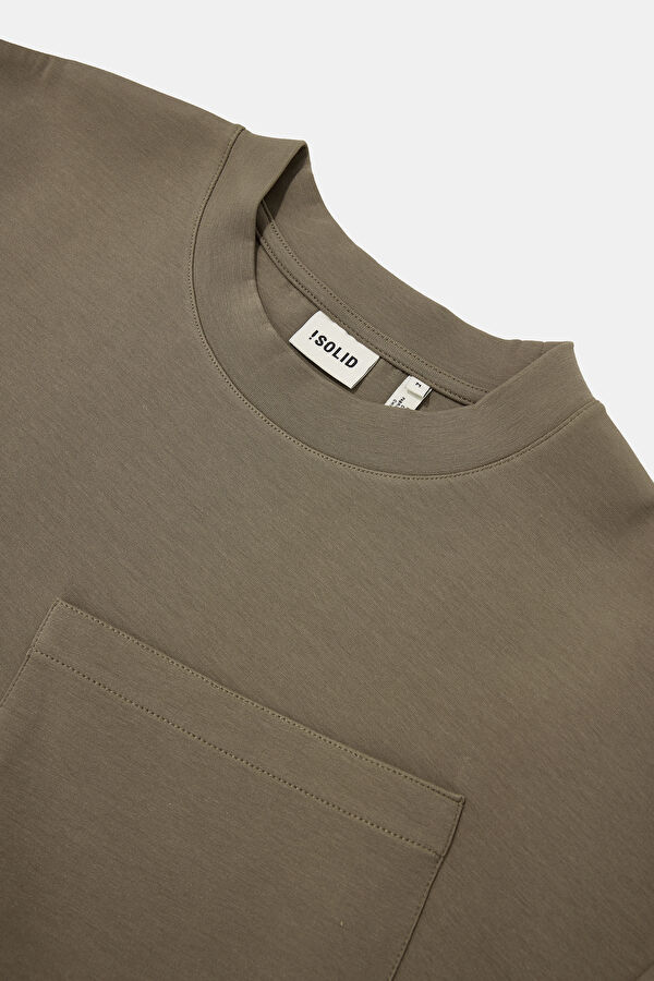 Relax Fit Khaki Crew Neck Men's T-Shirt 3