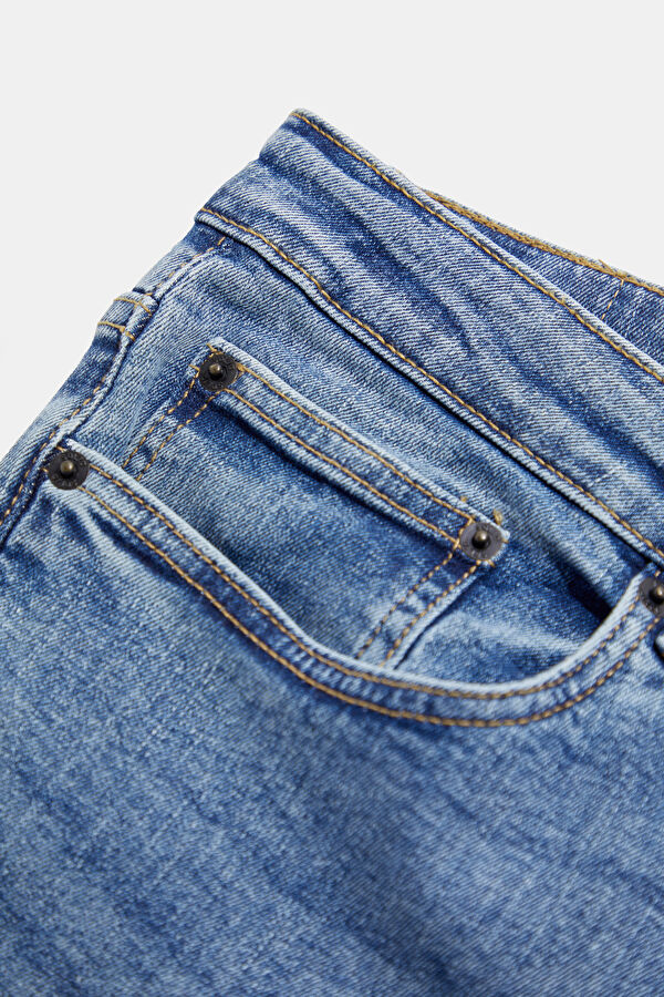 Açık Mavi Boru Paça Pamuk Elastan Jean Erkek Pantolon 4