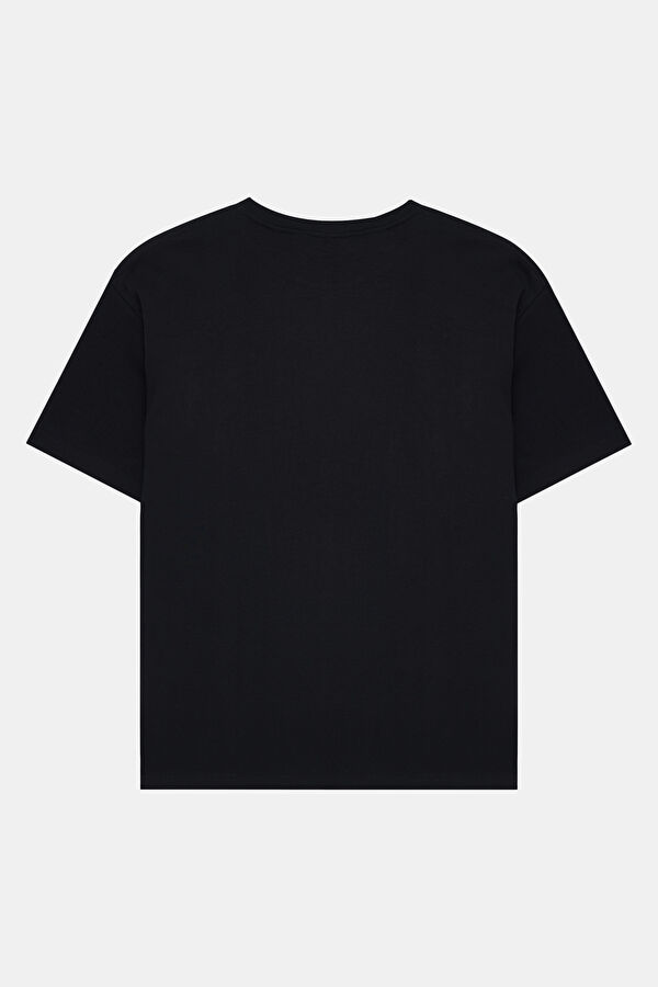 Relaxed Fit Black Crew Neck Printed Men's T-Shirt 2