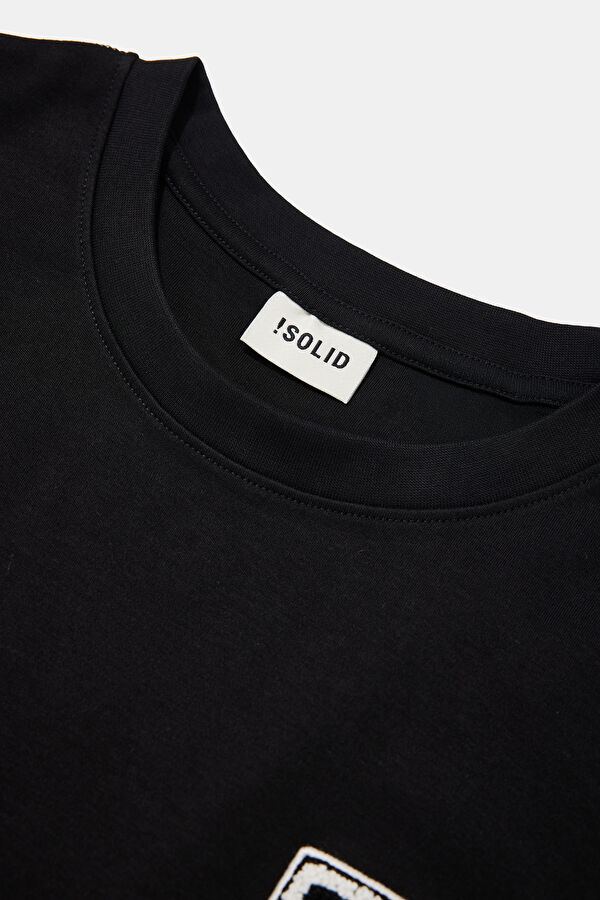 Relaxed Fit Black Crew Neck Printed Men's T-Shirt 3